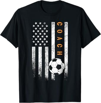 Soccer Coach American Flag Design Soccer Trainer Coaching T-Shirt