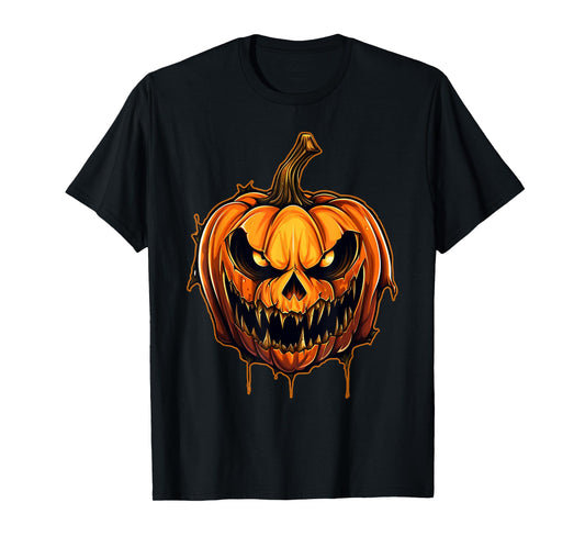 Funny Fall Autumn Halloween Scary Pumpkin lazy Costume T-Shirt