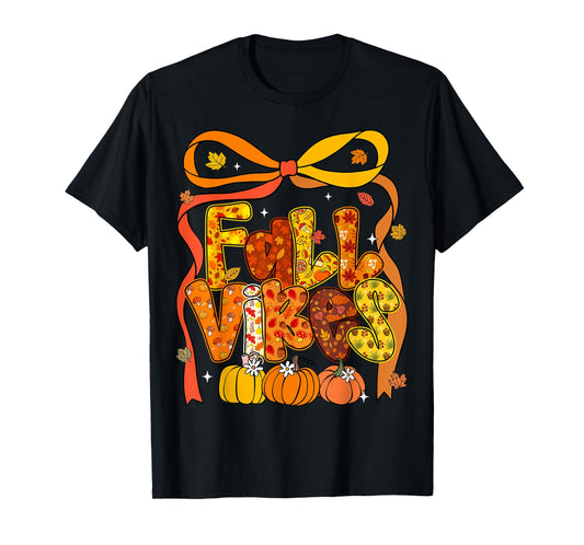 Coquette Bow Fall Vibes Pumpkin Thanksgiving Autumn Women T-Shirt