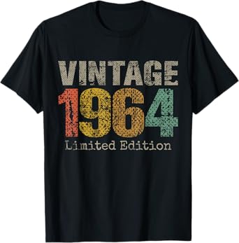 Vintage 1964 Limited Edition 61st Birthday Gifts 61 Year Old T-Shirt