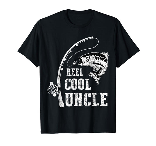 Mens Reel Cool Uncle Tshirt Fishing Daddy Fathers Day T-Shirt