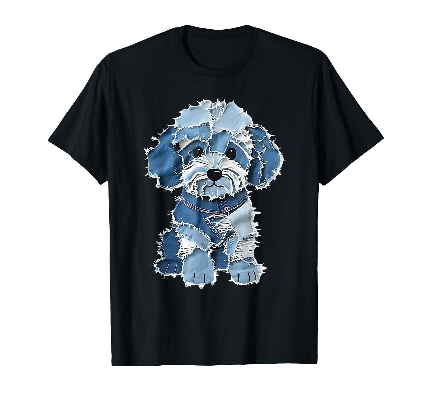 Retro Denim Dog Patch, Funny Shabby Blue Jean Puppy Women T-Shirt