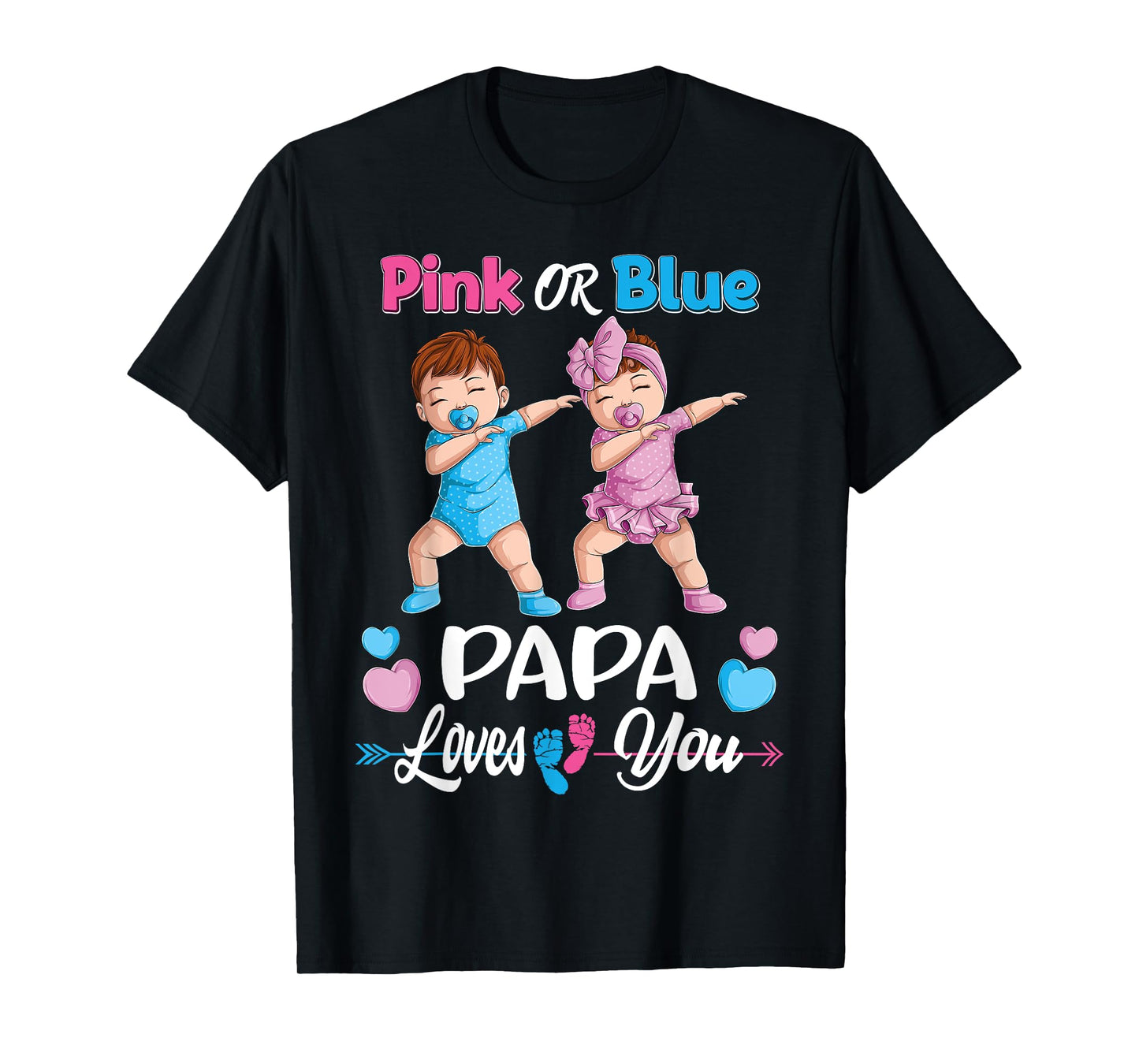 Pink Or Blue Papa Loves You Baby Gender Reveal Party Men T-Shirt