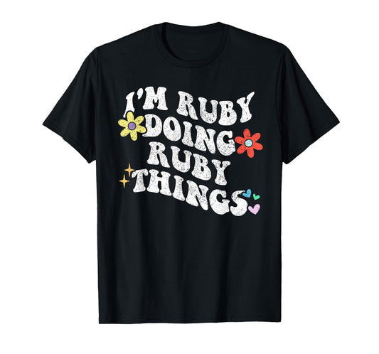 Retro Groovy Im RUBY Doing RUBY Things Funny Mother's Day T-Shirt
