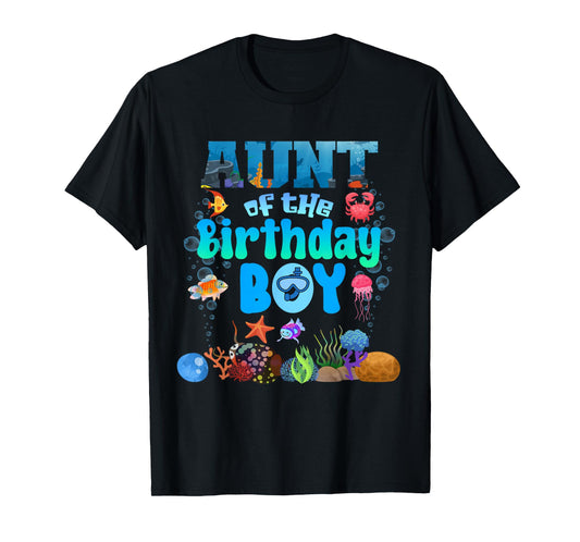 Aunt Of The Birthday Boy Aquarium Sea Animals Matching T-Shirt