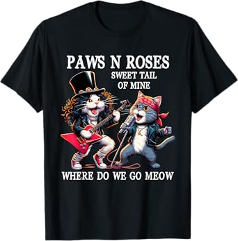 Graphic Funny Cat Animal Vintage Rock Cat Play Guitar Music T-Shirt