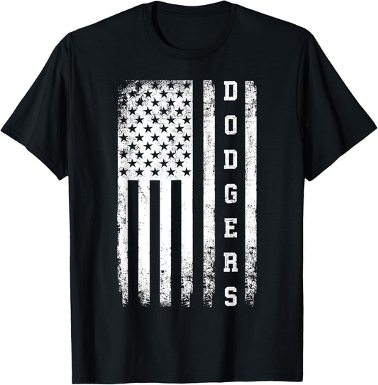 Dodgers Name Retro Vintage First Name Dodgers Lover Usa Flag T-Shirt