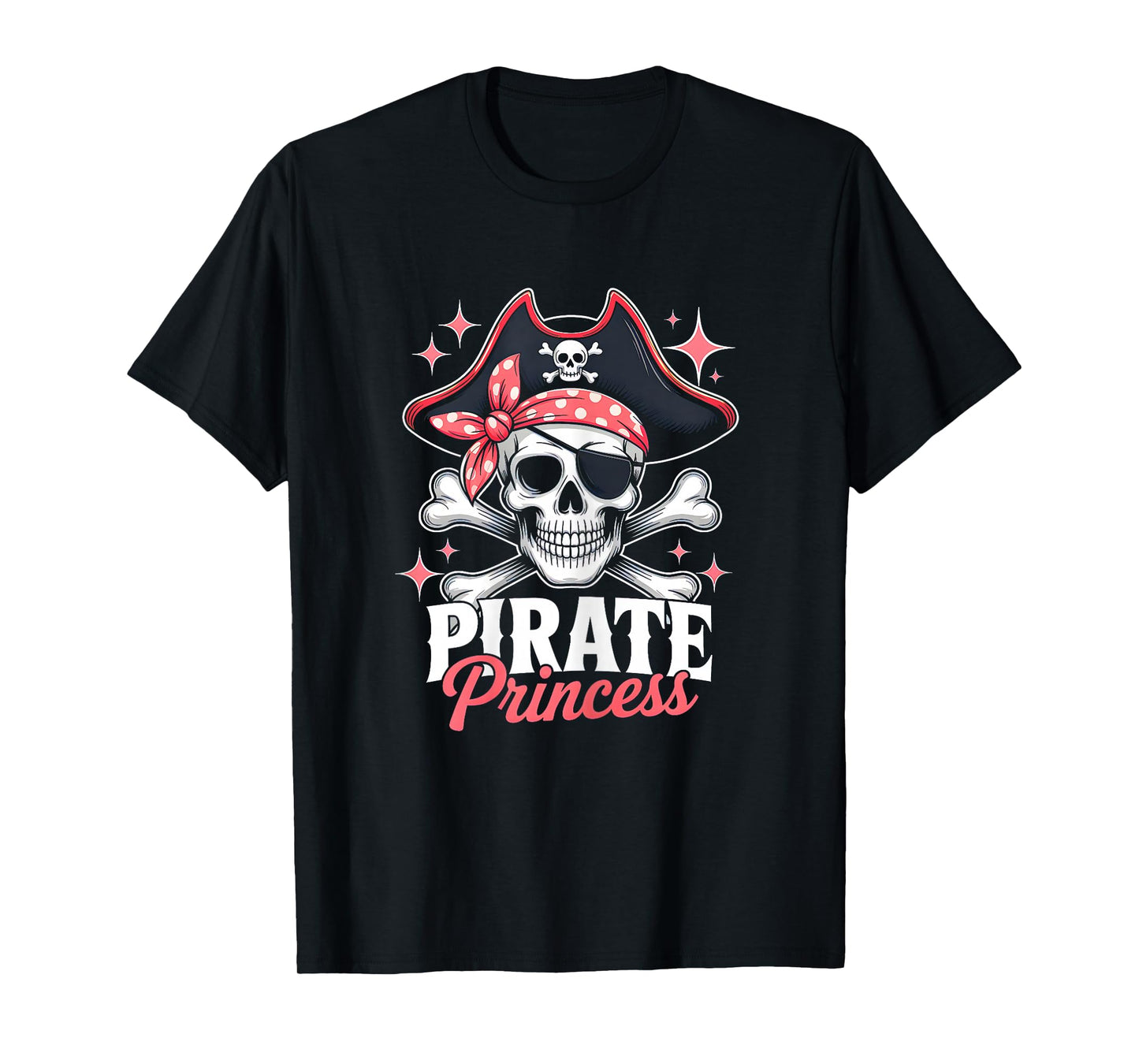 Pirate Cute Princess Halloween Skull Bow Tie Women Girls T-Shirt
