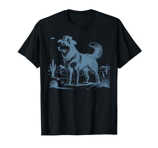 Cowboy Hat Siberian Husky Mom Dad Vintage UFO Western Alien T-Shirt
