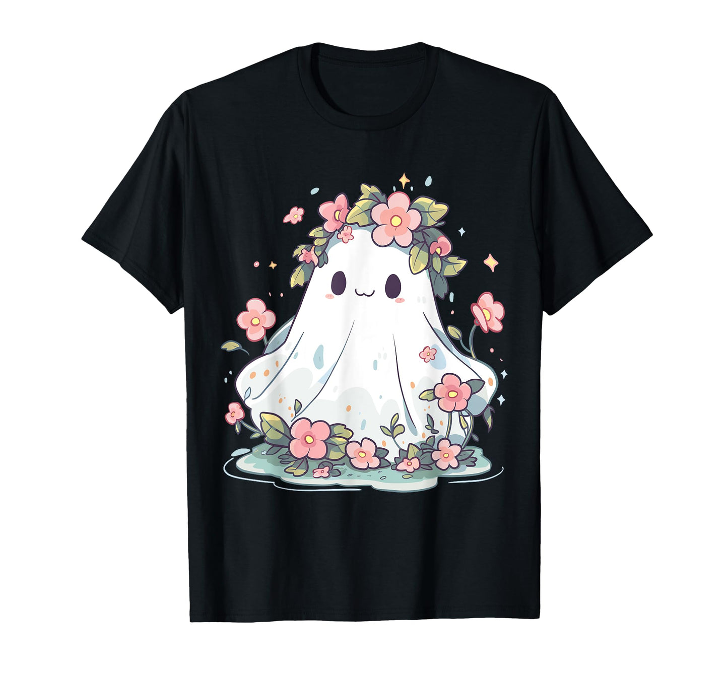 Halloween Shirt Floral Ghost Women Halloween Costume T-Shirt