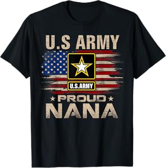Vintage U.S Army Proud Nana With American Flag T-Shirt