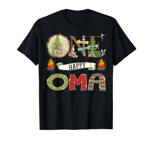 One Happy Oma Camper 1St Birthday Camping Bear T-Shirt