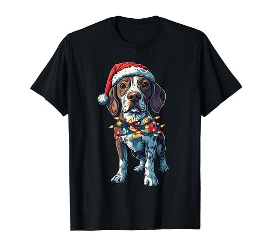 German Shorthaired Pointer Santa GSP Christmas Lights Xmas T-Shirt