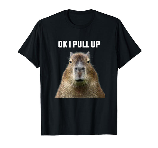 Ok I Pull Up Capybara T-Shirt, Black