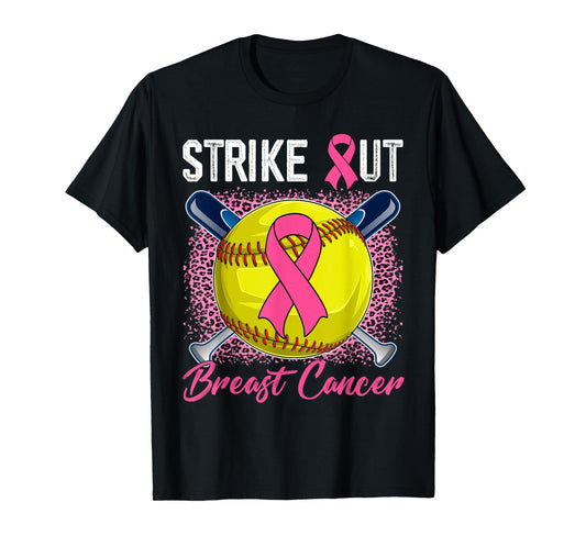 Strike Out Breast Cancer Softball Ball & Pink Ribbon Women T-Shirt