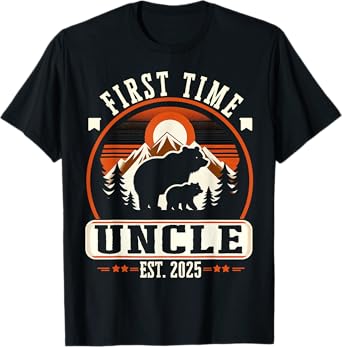 First Time Uncle Est 2025 for New Dad Funny Fathers Day T-Shirt
