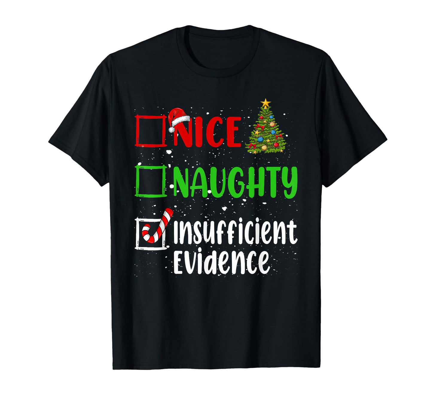 Nice Naughty List Funny Christmas List Unisex-Adults T-Shirt Black Small