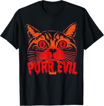 Purr Evil Satanic Cat Spooky design for Halloween Men Women T-Shirt