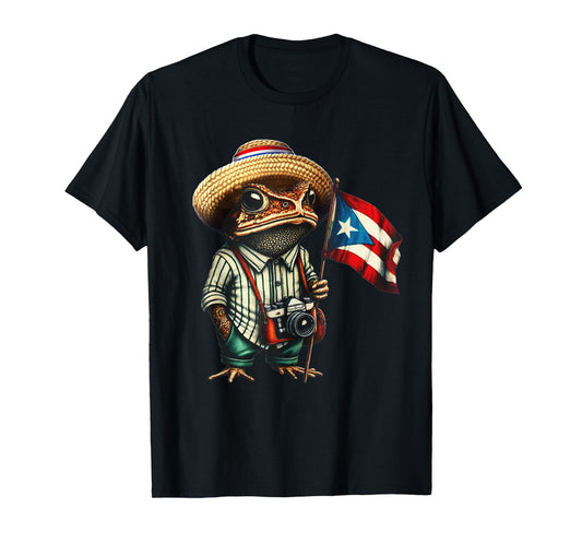Coqui Frog Puerto Rico Puerto Rican Flag Taino Boricua T-Shirt