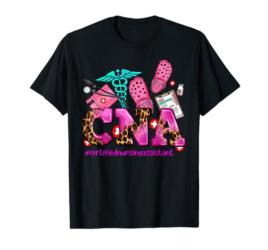 CNA Certified Nursing Assistant Leopard Registered Nurse T-Shirt
