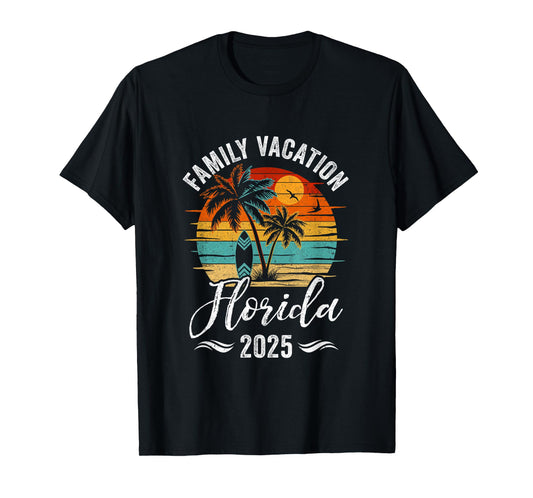 Family Vacation 2025 Vintage Florida Summer Matching Trip T-Shirt
