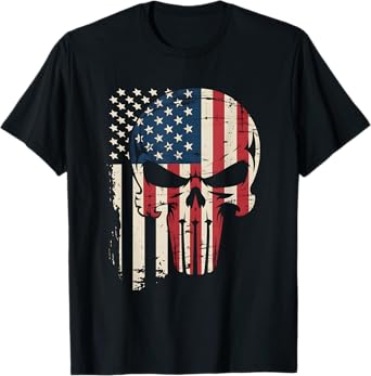 4th Of July American Flag Skull Skeleton Independence Day T-Shirt