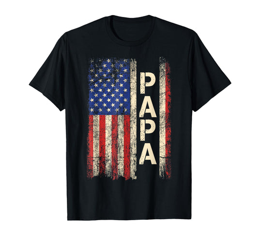 Papa American Flag Father's Day For Men T-Shirt