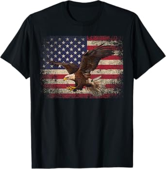 Bald Eagle 4th of July Christmas Gift American Flag Country T-Shirt