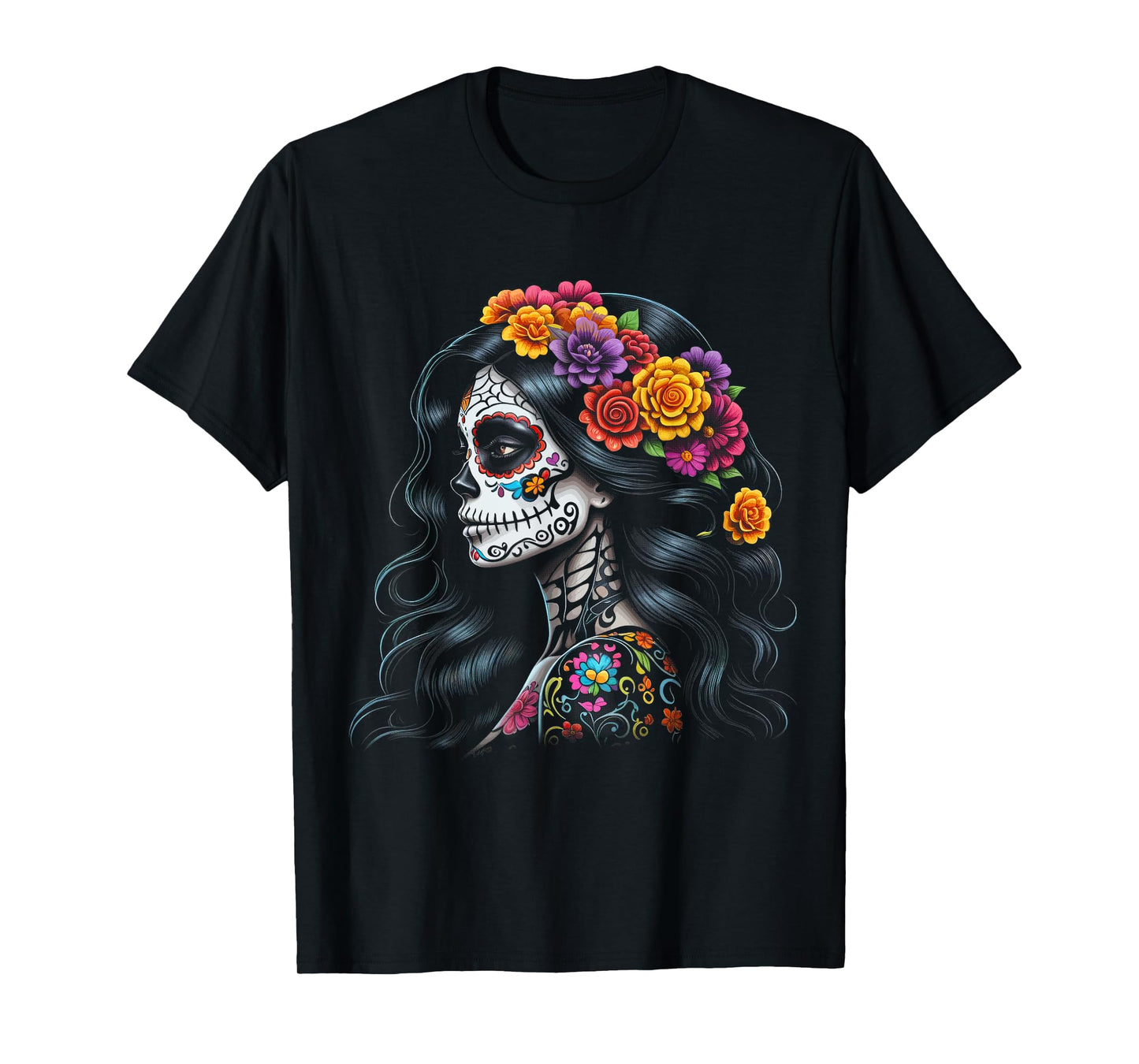 De Los Muertos La Catrina Day of the Dead Sugar Skull Women T-Shirt