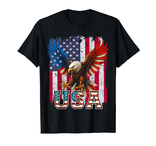 Bald Eagle USA 4th of July American Flag Patriotic T-Shirt