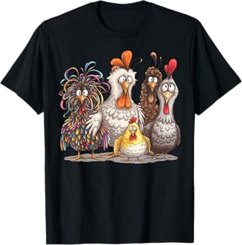 Chicken Art Crazy Chicken Gifts For Men Women Kid Boy Family T-Shirt