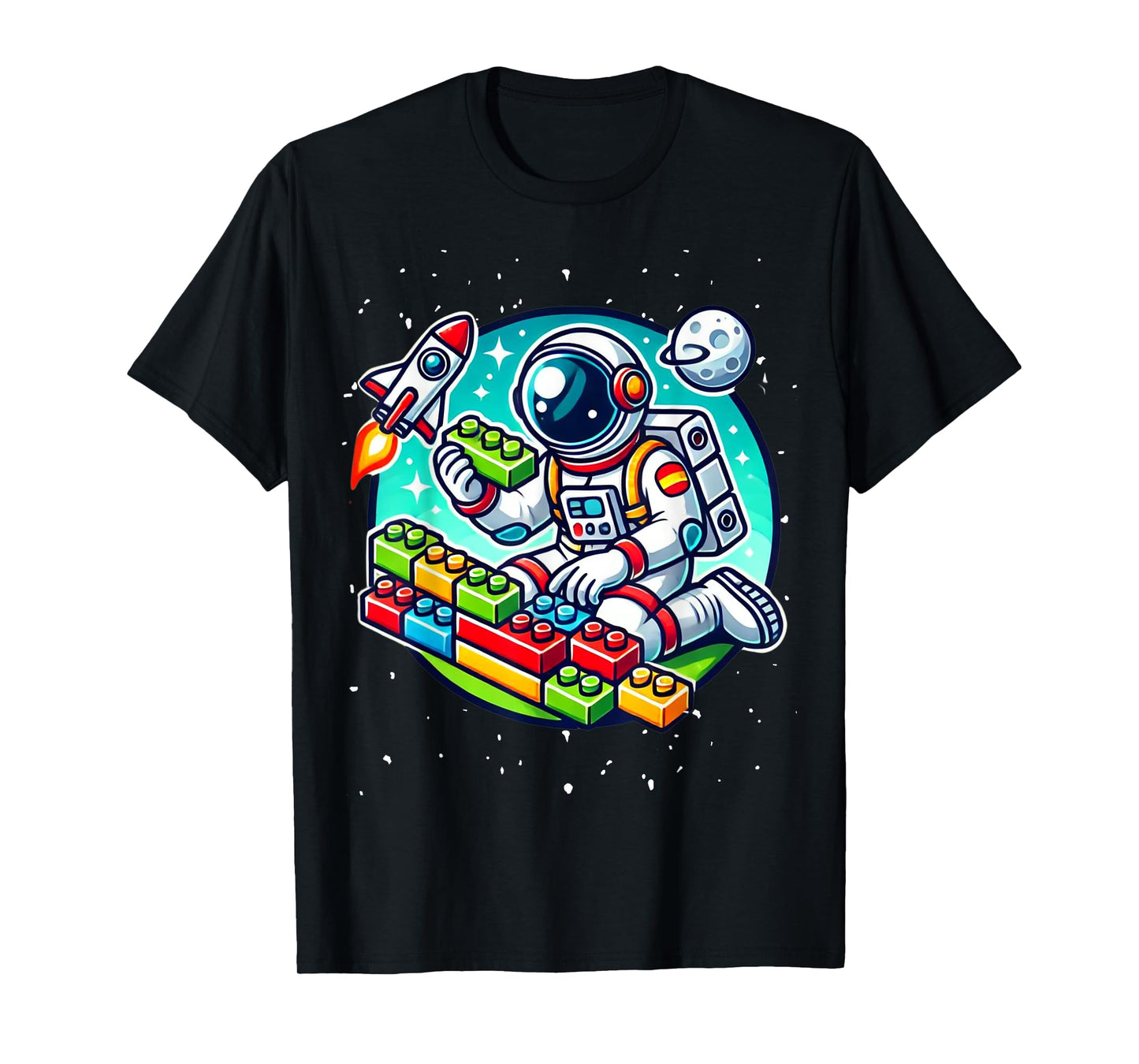 Master Builder Space Astronaut Building Blocks Bricks Boys T-Shirt