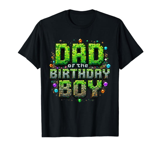 Dad Of The Birthday Boy Game Pixel Number Birthday Party T-Shirt