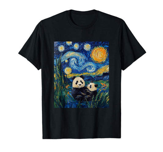 Cute Panda Bear - Van Gogh Style - Starry Night Graphic T-Shirt