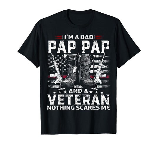 Mens I'm A Dad Pap Pap T Shirt Veteran T-Shirt