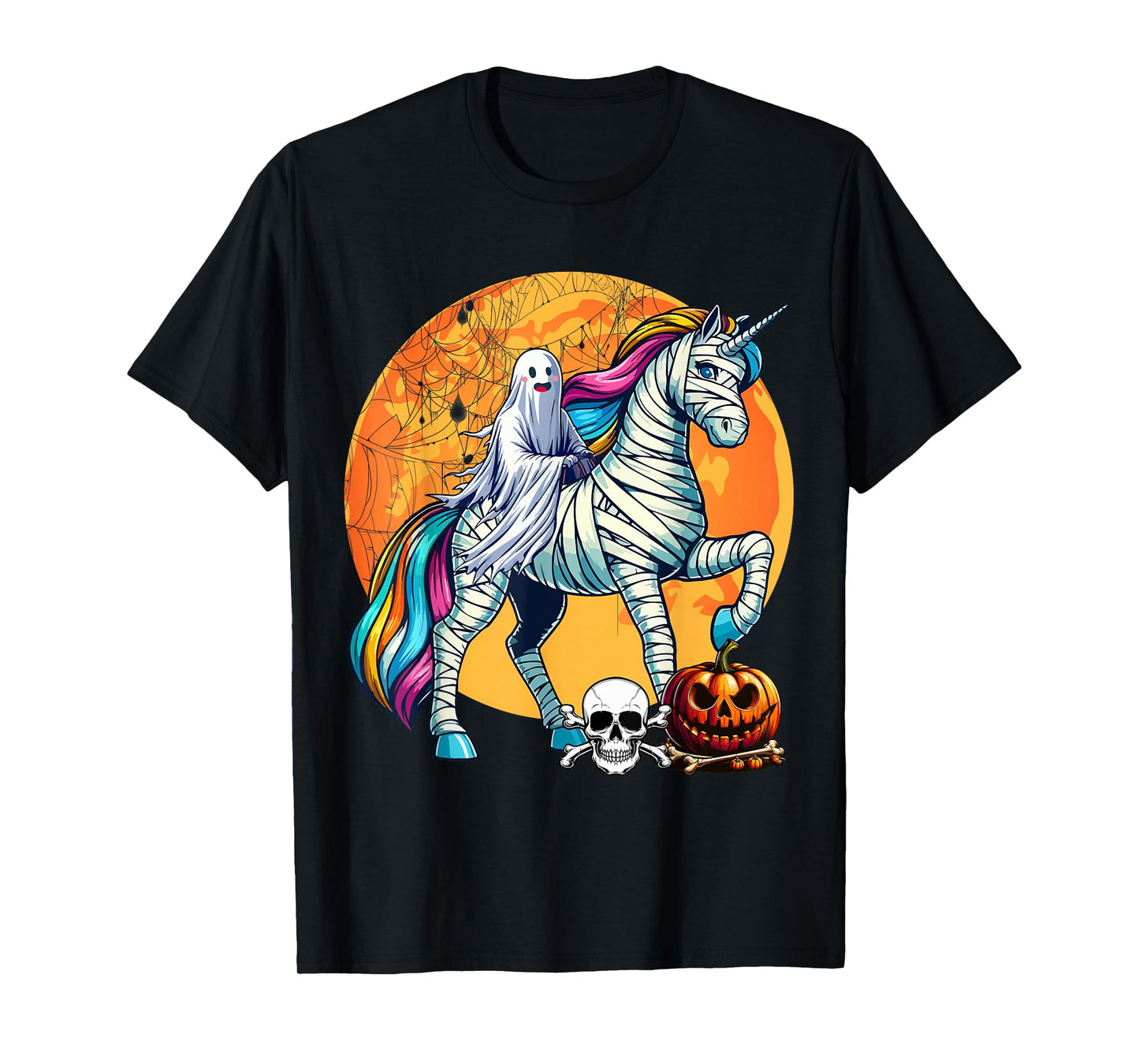 Boo Ghost Riding Unicorn Halloween Mummy Costume Kid Toddler T-Shirt