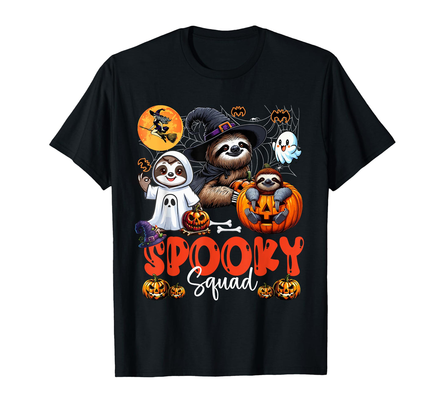 Spooky Halloween Squad Three Horror Sloths Cosplay Witch Boo T-Shirt