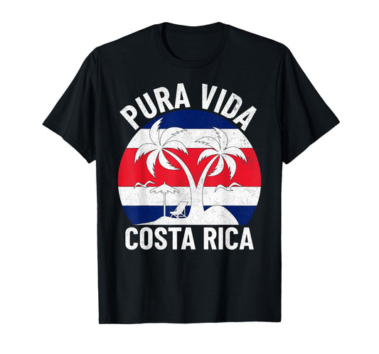 Vintage Costa Rica Flag Pura Vida Beach Summer Vacation T-Shirt