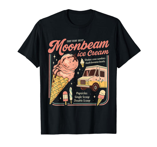 Vintage Moonbeam Ice Cream Truck Retro Double Scoop Popsicle T-Shirt