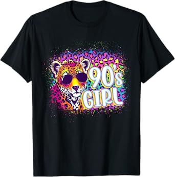 90's Girl Birthday Party Rainbow Leopard Print 1990s Women T-Shirt