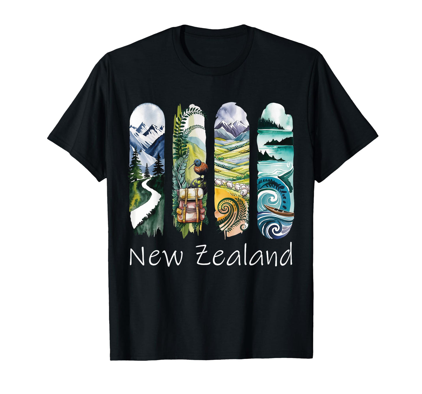 New Zealand Brushstroke Kiwi Vacation Souvenir New Zealand T-Shirt