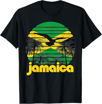 Retro Jamaica Flag Jamaican 70's 80's Men Women Gift Vintage T-Shirt