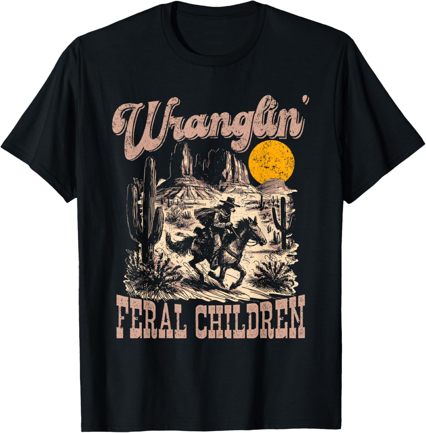 Retro Wranglin' Feral Children Raccoon 90s Western T-Shirt