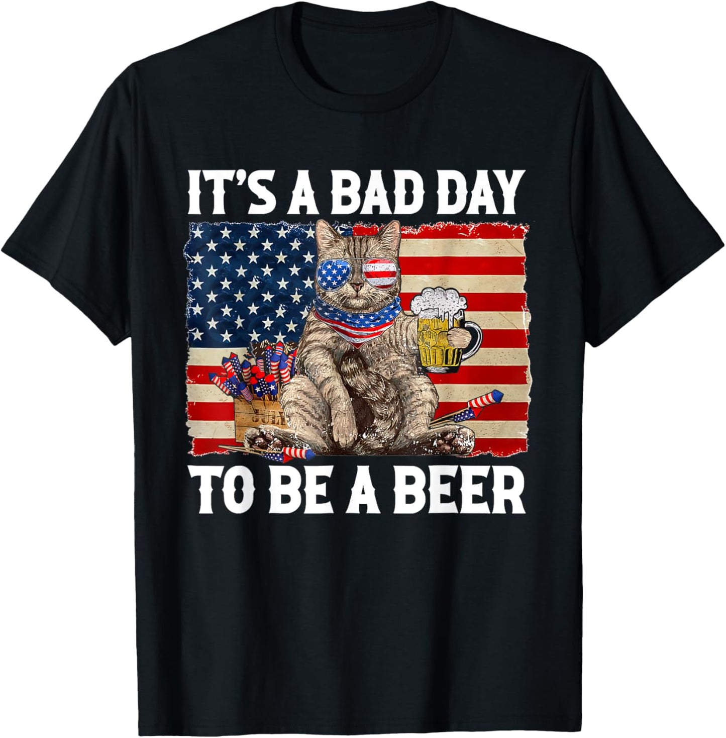 Funny Cat Drinking Beer Party It's a Bad Day To Be A Beer T-Shirt