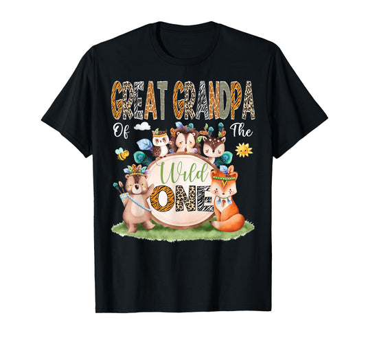 Great Grandpa Of The Wild One 1St Birthday Woodland Safari T-Shirt