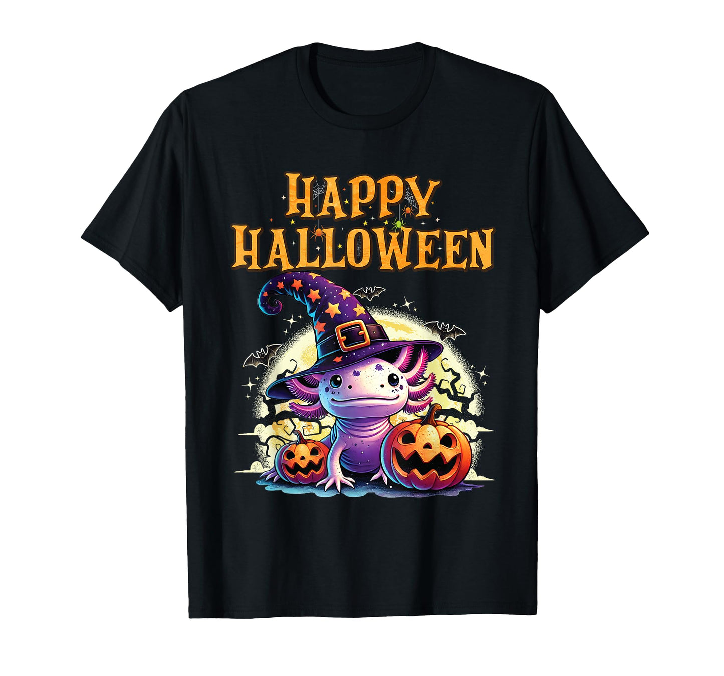 Sea Animal lovers Axolotl Witch Hat celebrating Halloween T-Shirt
