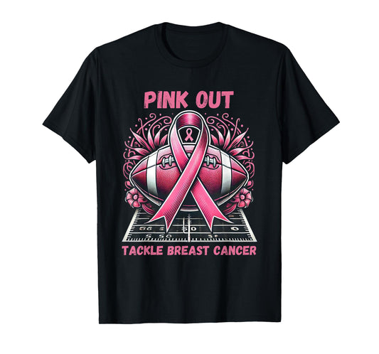 Pink Out Tackle Breast Cancer Awareness American Football T-Shirt