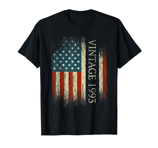 32nd Birthday Vintage 1993 Usa Flag 32 Year Old Gifts Bday T-Shirt