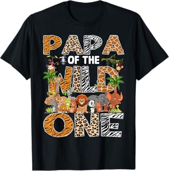 Papa Of The Wild One Safari Zoo Animal 1St Birthday T-Shirt