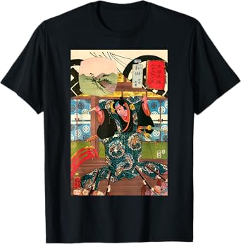 Wabi & Sabi Unisex-Adult Japanese Art Samurai T-Shirt, Black, Small, Short Sleeve, Cotton, Unique Japanese Art Design